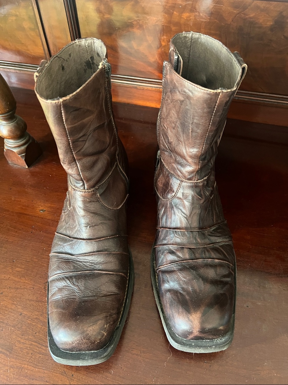 Men's Brown Leather Zip-Up Boots